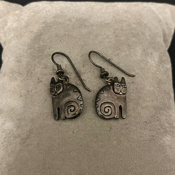 Laurel Burch Jewelry - Vintage Silver Cat Earrings by Laurel Burch